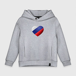 Детское худи оверсайз Флаг России в сердце
