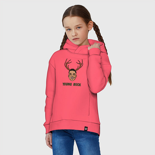 Детское худи оверсайз Young buck / Коралловый – фото 3