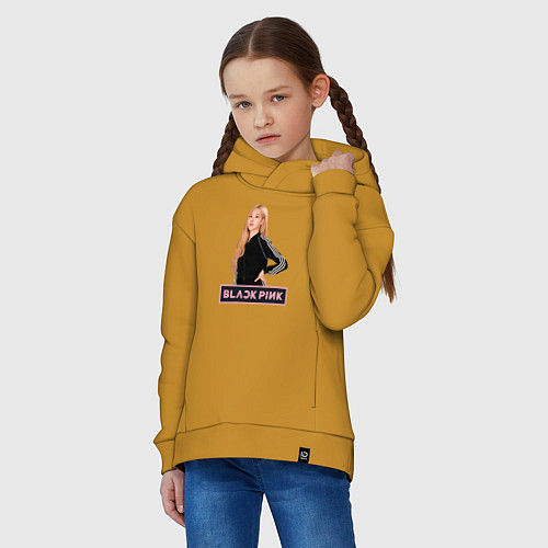 Детское худи оверсайз Блэкпинк Роза / Горчичный – фото 3