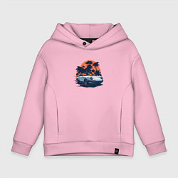 Детское худи оверсайз Порше, пальмы и закат