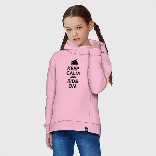 Детское худи оверсайз Keep calm and ride on / Светло-розовый – фото 3