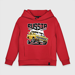 Толстовка оверсайз детская Russia tuning car, цвет: красный