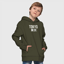 Толстовка оверсайз детская Japan - Tokyo, цвет: хаки — фото 2