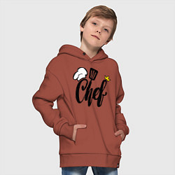 Толстовка оверсайз детская Надпись - шеф повар, цвет: кирпичный — фото 2