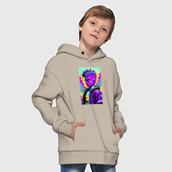 Толстовка оверсайз детская Барт Симпсон - фантазия - поп-арт, цвет: миндальный — фото 2