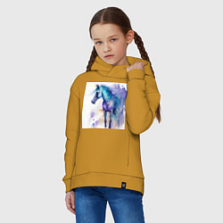 Толстовка оверсайз детская Космический конь, цвет: горчичный — фото 2