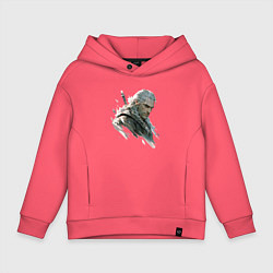 Толстовка оверсайз детская Портрет Ведьмака, цвет: коралловый