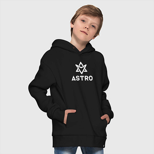 Детское худи оверсайз Astro logo / Черный – фото 4