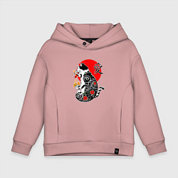 Детское худи оверсайз Котик - якудза и иероглиф