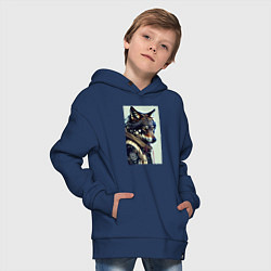 Толстовка оверсайз детская Матёрый модный волчара, цвет: тёмно-синий — фото 2
