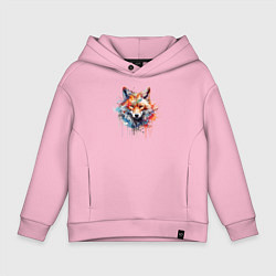 Толстовка оверсайз детская Граффити с лисой, цвет: светло-розовый