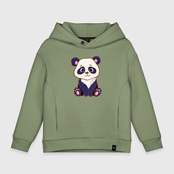 Толстовка оверсайз детская Милашка панда, цвет: авокадо