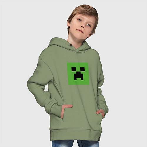 Детское худи оверсайз Minecraft creeper face / Авокадо – фото 4