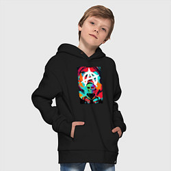 Толстовка оверсайз детская Анархия - череп - поп-арт, цвет: черный — фото 2