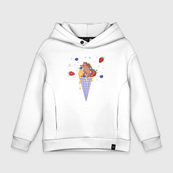 Детское худи оверсайз Мороженое с ёжиком и фруктами