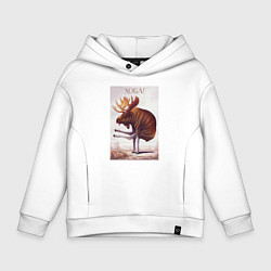 Толстовка оверсайз детская Лось хоба, цвет: белый