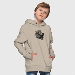 Толстовка оверсайз детская Кабан рычит, цвет: миндальный — фото 2