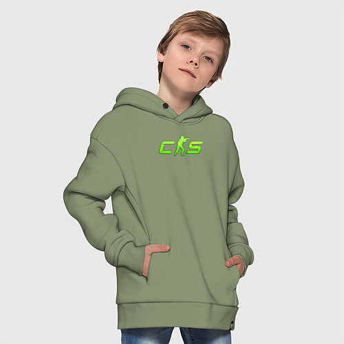 Детское худи оверсайз CS2 green logo / Авокадо – фото 4