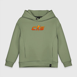 Толстовка оверсайз детская CS 2 orange logo, цвет: авокадо