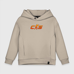 Толстовка оверсайз детская CS 2 orange logo, цвет: миндальный