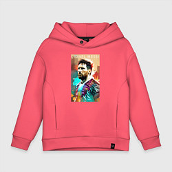 Толстовка оверсайз детская Lionel Messi - football - striker, цвет: коралловый