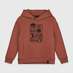 Толстовка оверсайз детская Eat sleep guitar repeat, цвет: кирпичный