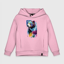 Толстовка оверсайз детская Color bear - painting - neural network, цвет: светло-розовый