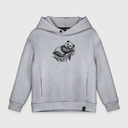 Толстовка оверсайз детская Панда жует бамбук, цвет: меланж