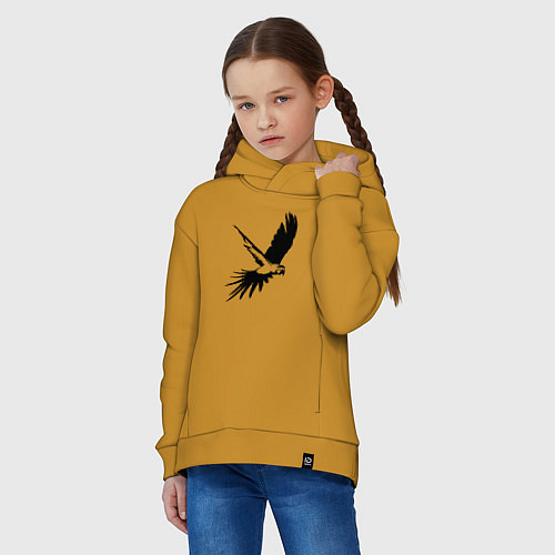 Детское худи оверсайз Попугай летит трафарет / Горчичный – фото 3