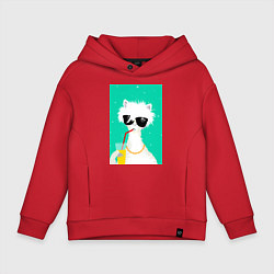 Детское худи оверсайз Лама-альпака на чиле с бокалом