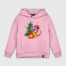 Толстовка оверсайз детская Новогодний дракон желает счастья, цвет: светло-розовый