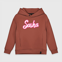 Детское худи оверсайз Саша шрифтом барби - объемный шрифт