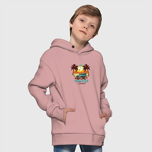 Детское худи оверсайз Джип Вранглер на фоне шикарного пляжа / Пыльно-розовый – фото 4