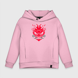 Толстовка оверсайз детская Логотип Samurai Cyberpunk 2077 - симметричный, цвет: светло-розовый