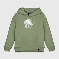 Детское худи оверсайз Белый носорог стоит