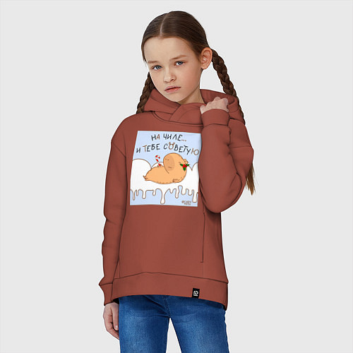 Детское худи оверсайз Капибара на чиле в снегу / Кирпичный – фото 3