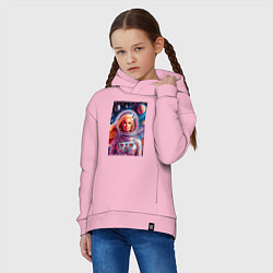 Толстовка оверсайз детская Красавица Барби в космосе - нейросеть, цвет: светло-розовый — фото 2