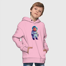 Толстовка оверсайз детская Капибара бравый космонавт, цвет: светло-розовый — фото 2