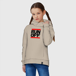 Толстовка оверсайз детская Run off black, цвет: миндальный — фото 2