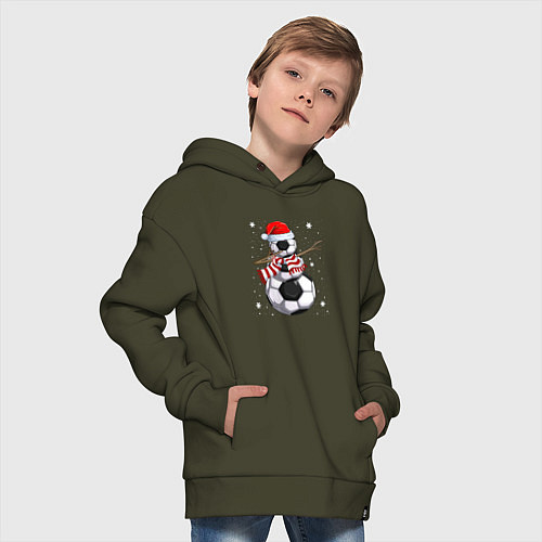 Детское худи оверсайз Soccer snowman / Хаки – фото 4