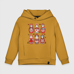 Детское худи оверсайз Шесть матрешек в стиле мезенской росписи
