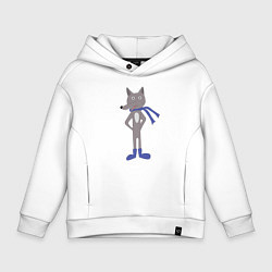 Толстовка оверсайз детская Волк в шарфе, цвет: белый