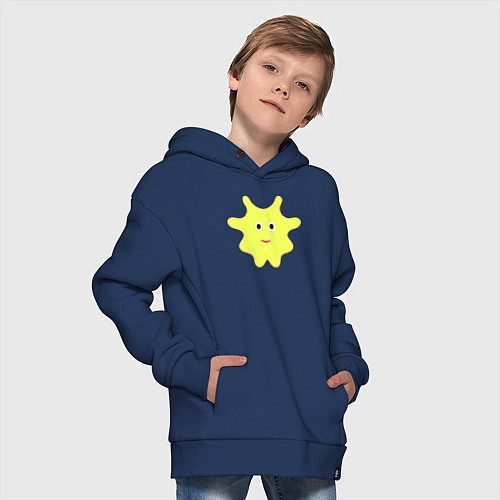 Детское худи оверсайз Жёлтый веселый персонаж / Тёмно-синий – фото 4