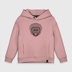 Толстовка оверсайз детская Голова детеныша гориллы, цвет: пыльно-розовый
