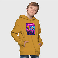 Толстовка оверсайз детская Gamer Bart - cyberpunk, цвет: горчичный — фото 2