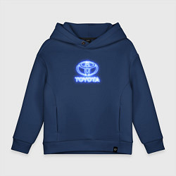 Толстовка оверсайз детская Toyota neon, цвет: тёмно-синий
