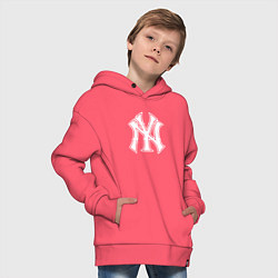 Толстовка оверсайз детская New York yankees - baseball logo, цвет: коралловый — фото 2