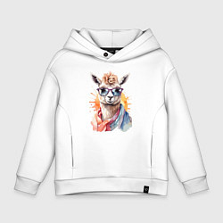 Детское худи оверсайз Лама в очках цвет