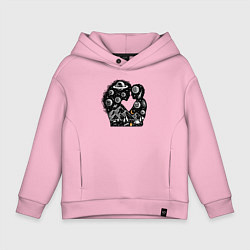 Толстовка оверсайз детская Space family, цвет: светло-розовый