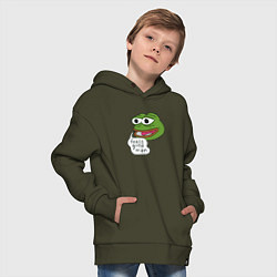 Толстовка оверсайз детская Pepe feels good man, цвет: хаки — фото 2